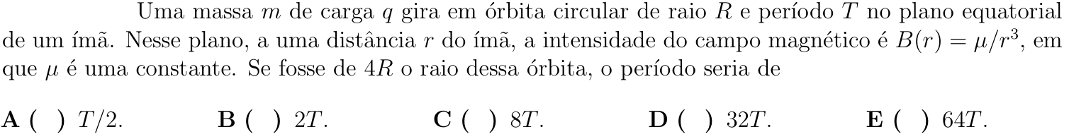 Questão 9 no caderno Física do ITA 2018