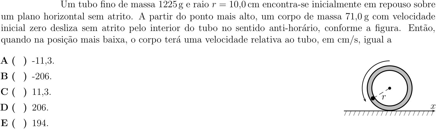 Questão 10 no caderno Física do ITA 2018