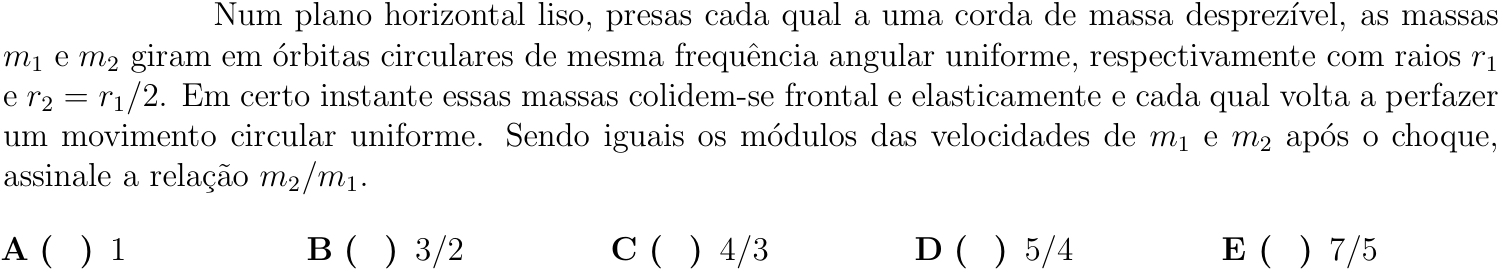Questão 11 no caderno Física do ITA 2018