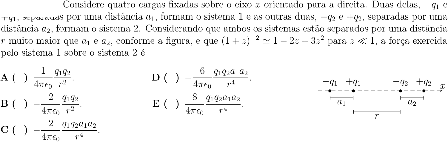 Questão 12 no caderno Física do ITA 2018