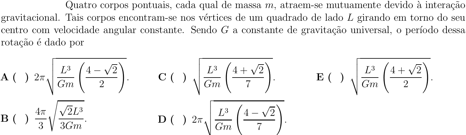Questão 13 no caderno Física do ITA 2018
