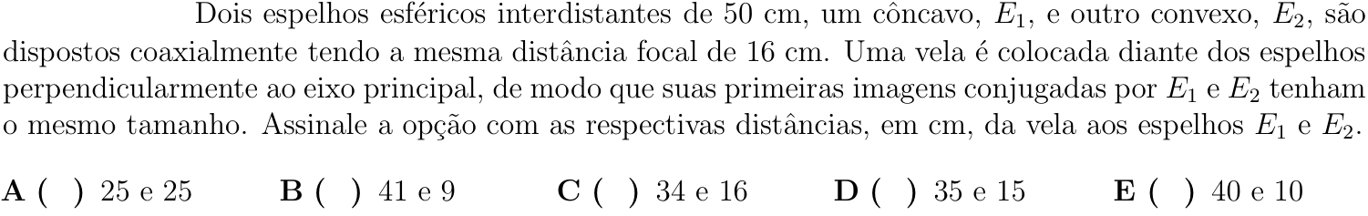 Questão 14 no caderno Física do ITA 2018