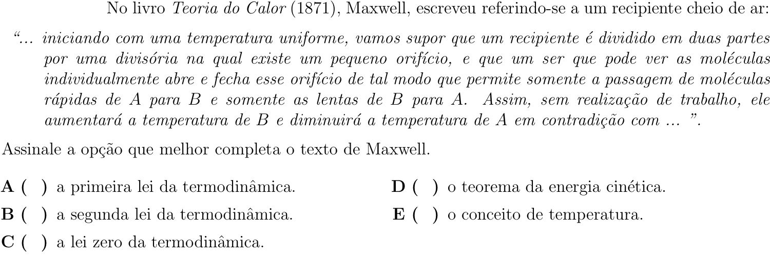 Questão 17 no caderno Física do ITA 2018