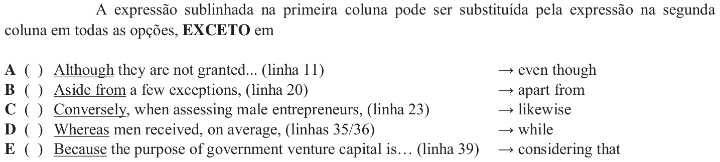 Questão 11 no caderno Inglês do ITA 2018