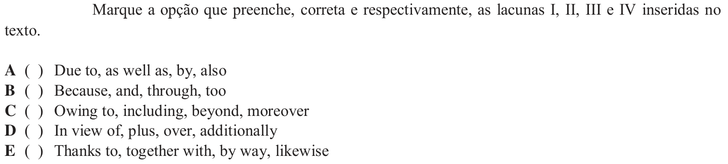 Questão 16 no caderno Inglês do ITA 2018