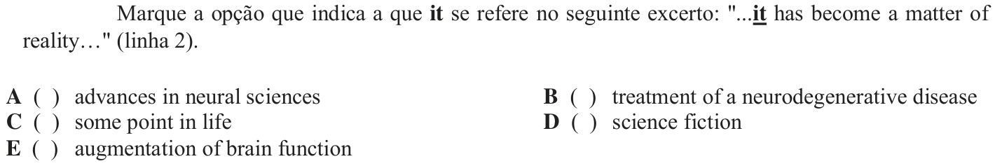 Questão 20 no caderno Inglês do ITA 2018