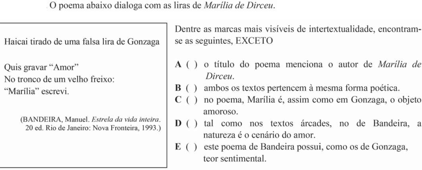 Questão 25 no caderno Português do ITA 2018