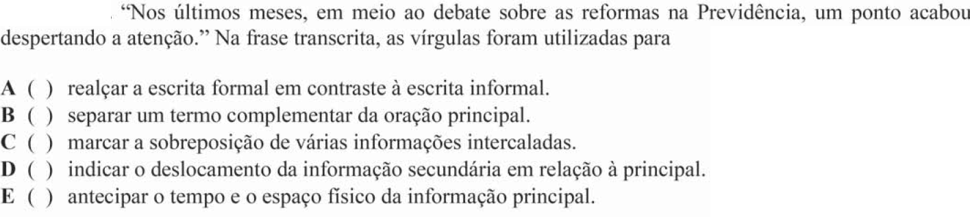 Questão 36 no caderno Português do ITA 2018
