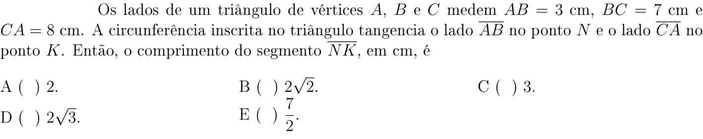 Questão 1 no caderno Matemática do ITA 2018