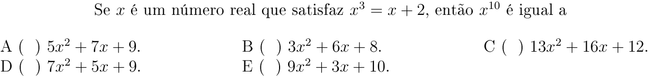 Questão 2 no caderno Matemática do ITA 2018