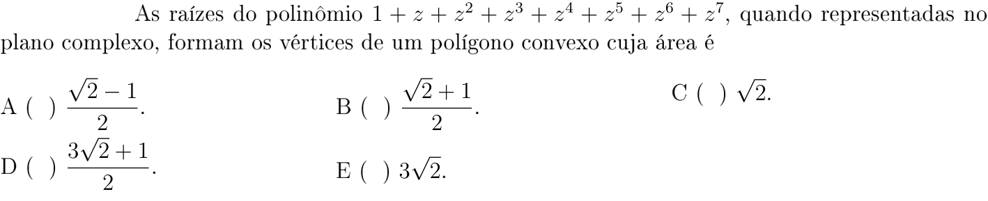 Questão 8 no caderno Matemática do ITA 2018