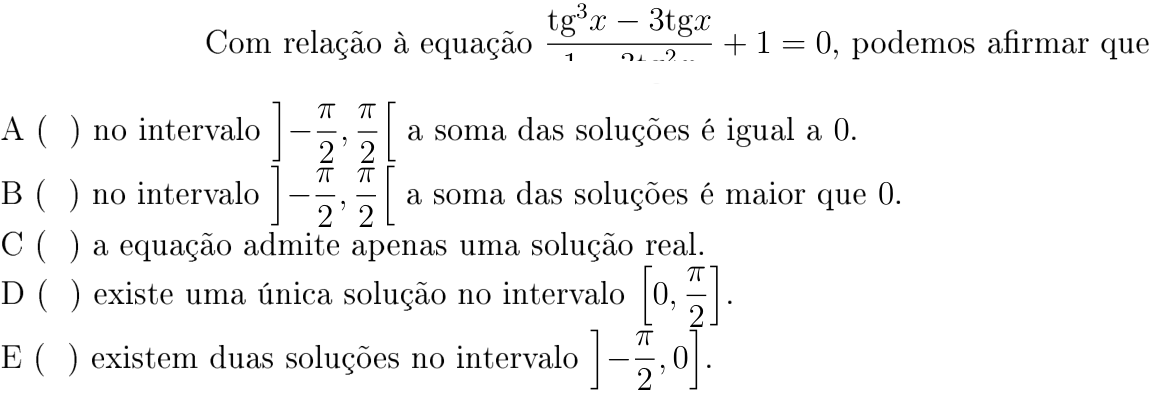 Questão 12 no caderno Matemática do ITA 2018
