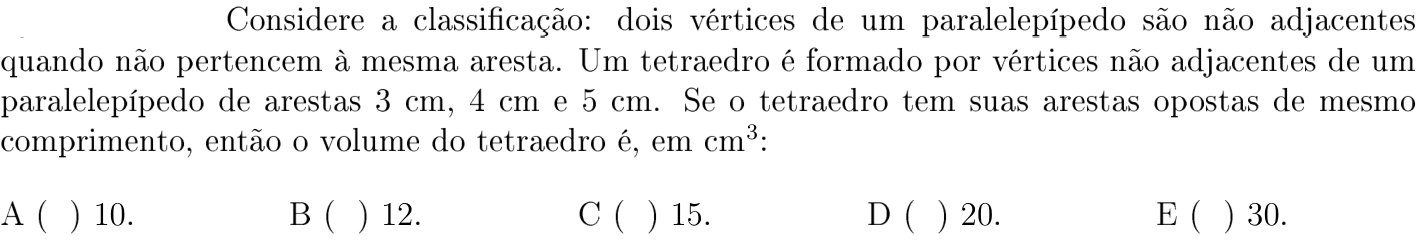 Questão 16 no caderno Matemática do ITA 2018