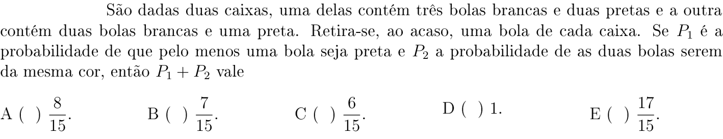 Questão 19 no caderno Matemática do ITA 2018