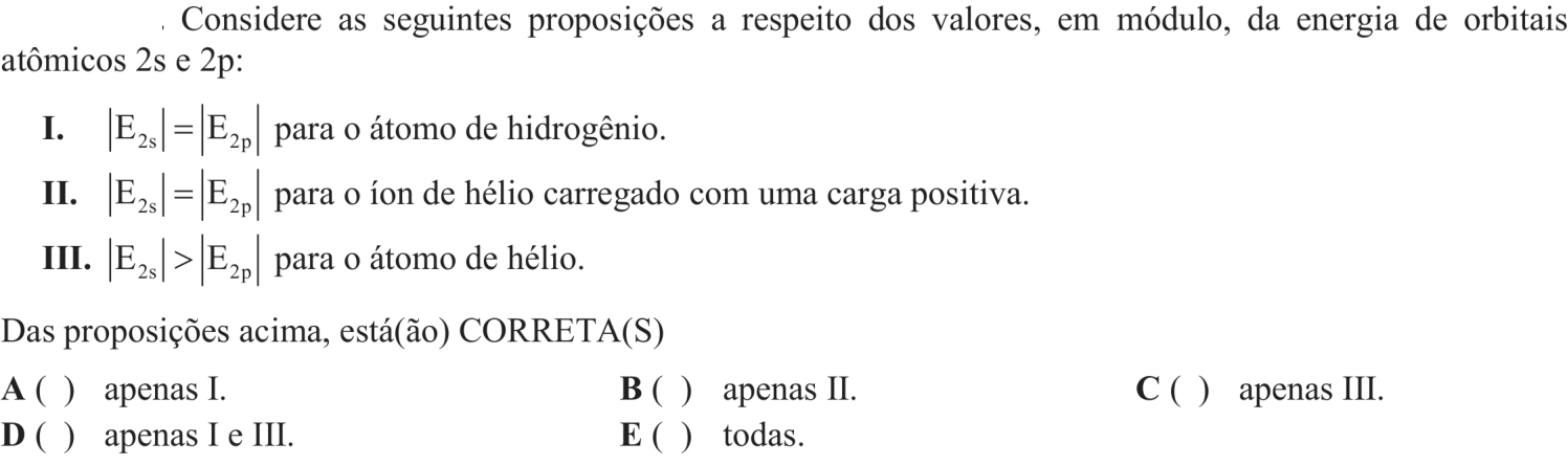 Questão 2 no caderno Química do ITA 2018