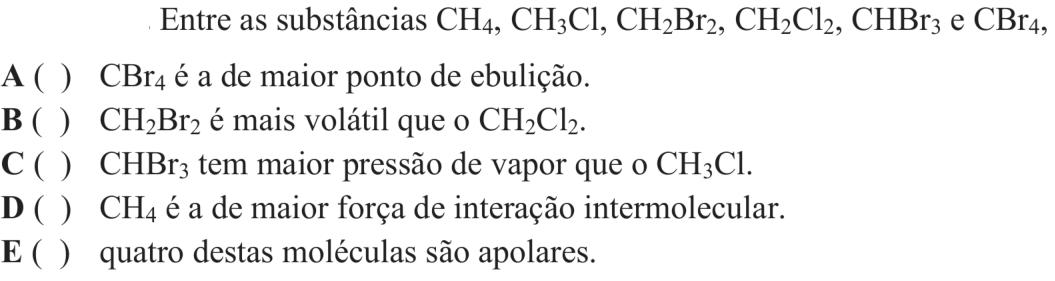 Questão 3 no caderno Química do ITA 2018