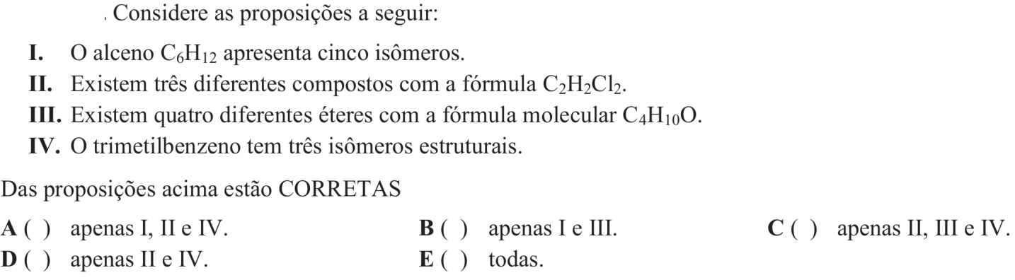 Questão 4 no caderno Química do ITA 2018