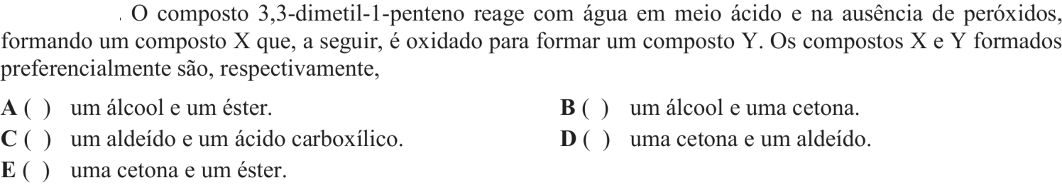 Questão 12 no caderno Química do ITA 2018