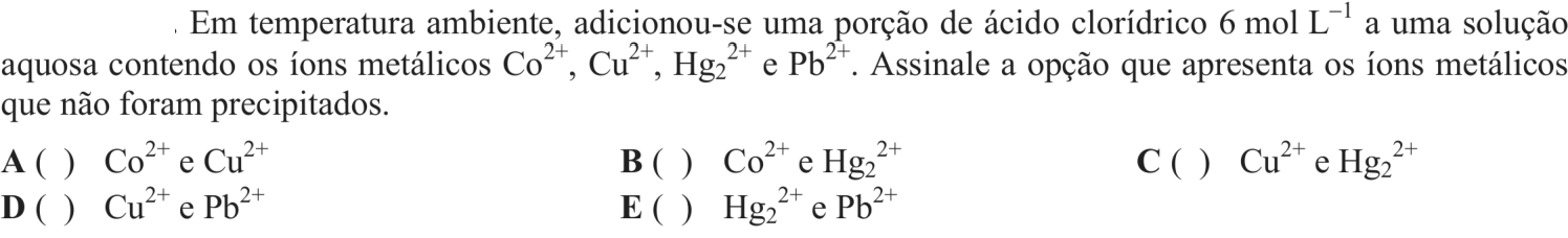 Questão 15 no caderno Química do ITA 2018
