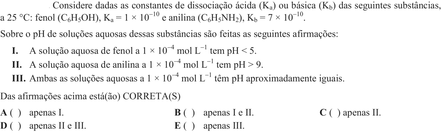 Questão 16 no caderno Química do ITA 2018