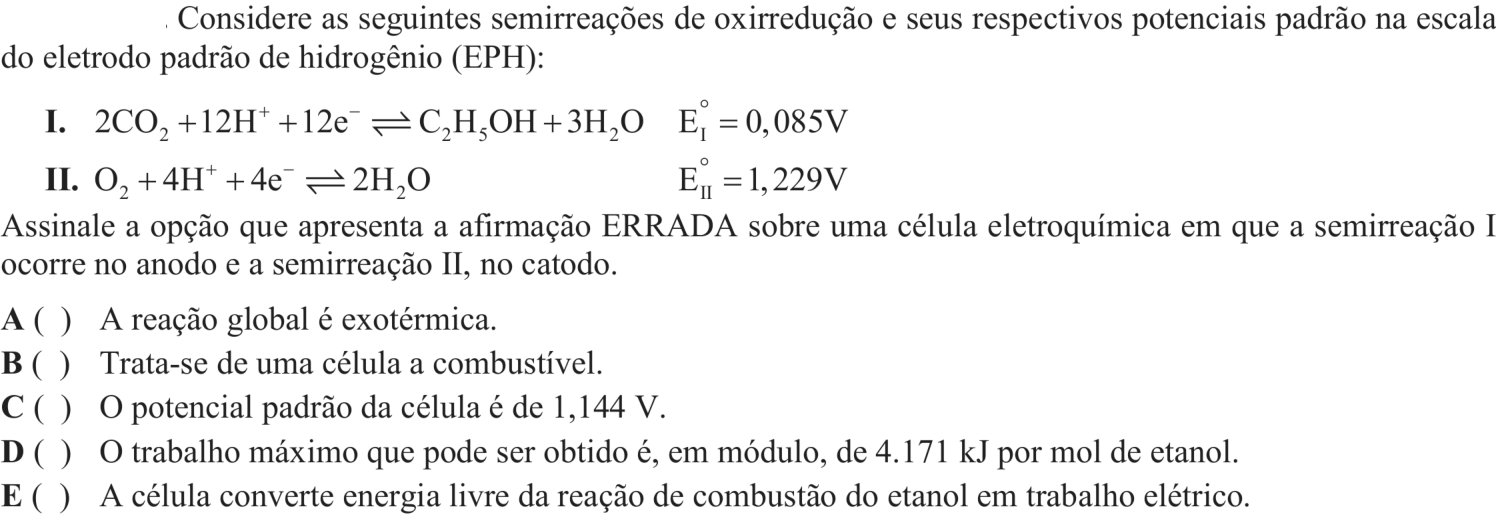 Questão 18 no caderno Química do ITA 2018