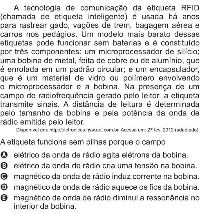 Questão 97 no caderno Azul do ENEM 2018