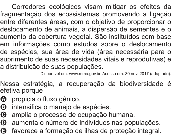 Questão 98 no caderno Azul do ENEM 2018