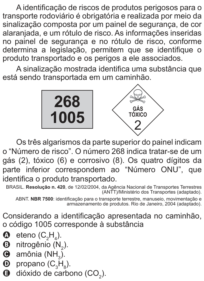 Questão 99 no caderno Azul do ENEM 2018