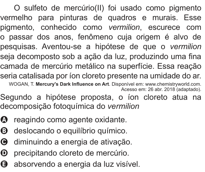 Questão 102 no caderno Azul do ENEM 2018
