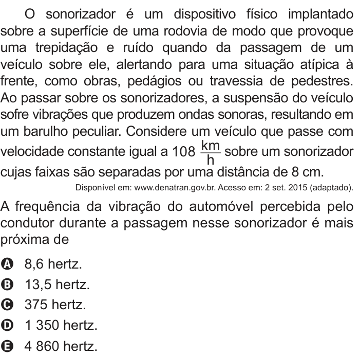 Questão 103 no caderno Azul do ENEM 2018