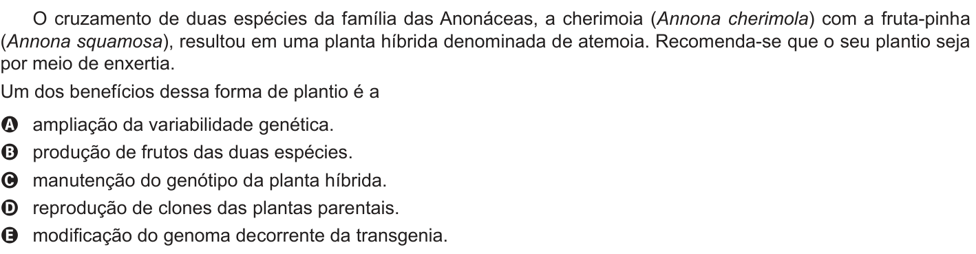 Questão 107 no caderno Azul do ENEM 2018