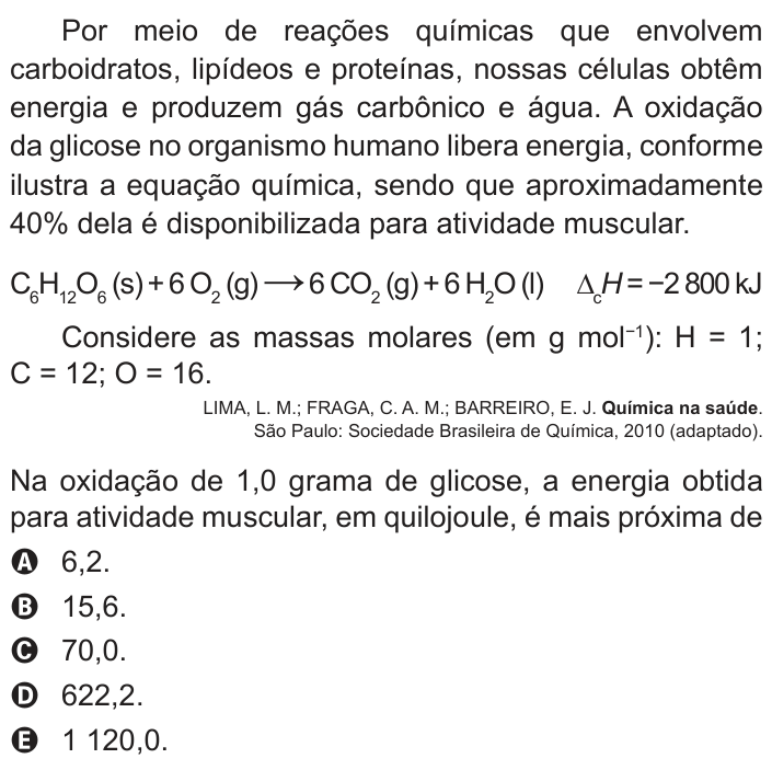 Questão 114 no caderno Azul do ENEM 2018