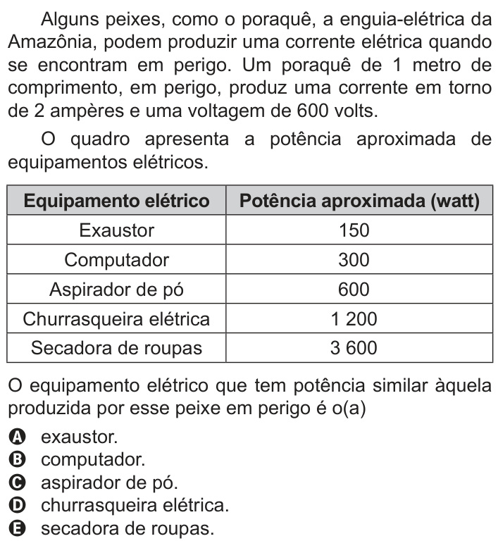 Questão 115 no caderno Azul do ENEM 2018