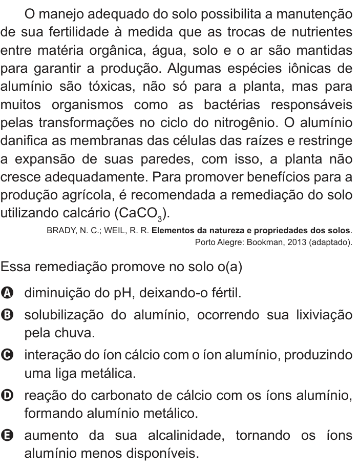 Questão 121 no caderno Azul do ENEM 2018