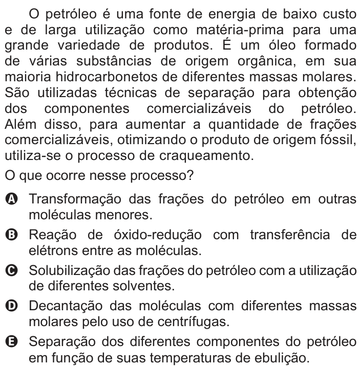 Questão 124 no caderno Azul do ENEM 2018