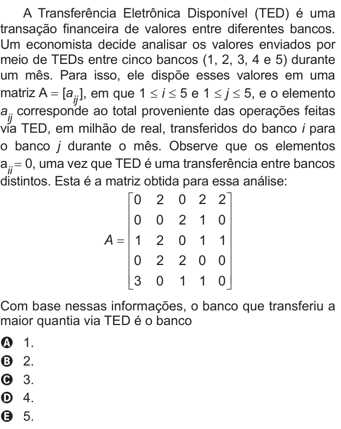 Questão 136 no caderno Azul do ENEM 2018