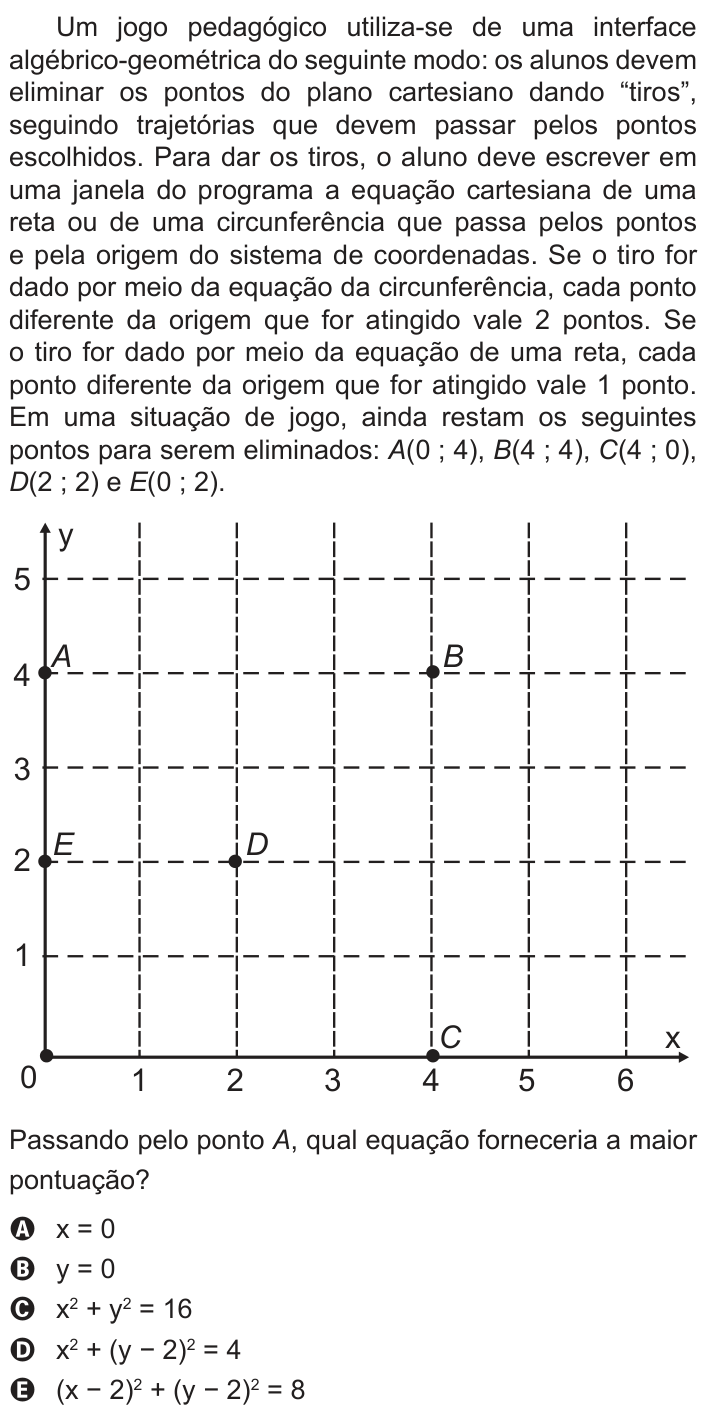 Questão 138 no caderno Azul do ENEM 2018
