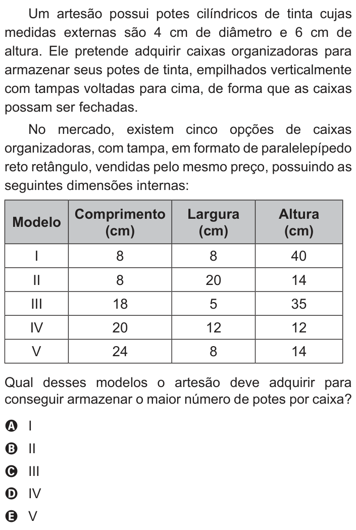 Questão 140 no caderno Azul do ENEM 2018