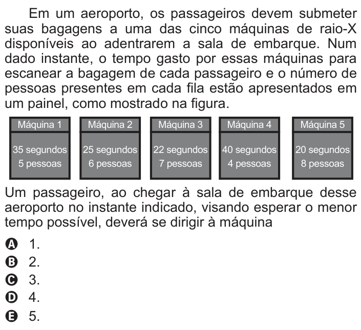 Questão 144 no caderno Azul do ENEM 2018