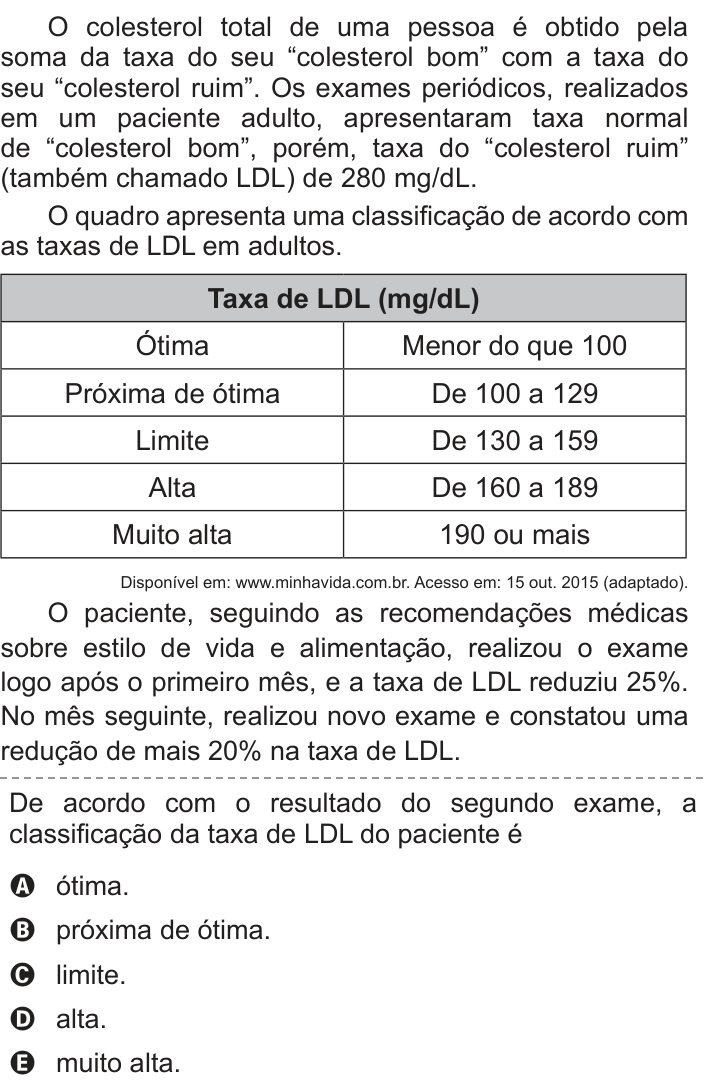 Questão 147 no caderno Azul do ENEM 2018