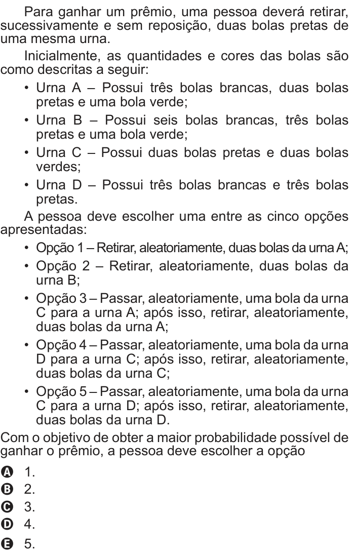 Questão 150 no caderno Azul do ENEM 2018