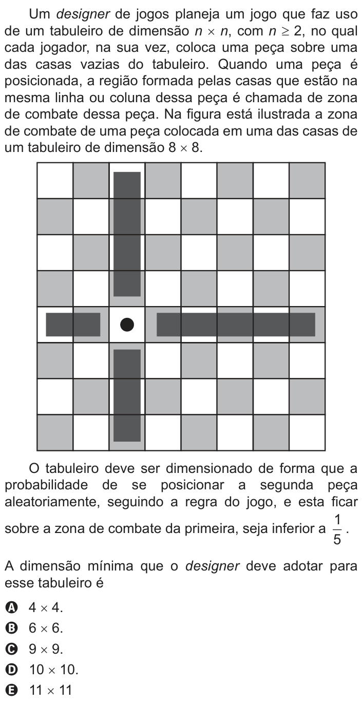 Questão 154 no caderno Azul do ENEM 2018