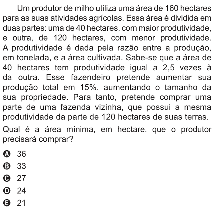 Questão 158 no caderno Azul do ENEM 2018