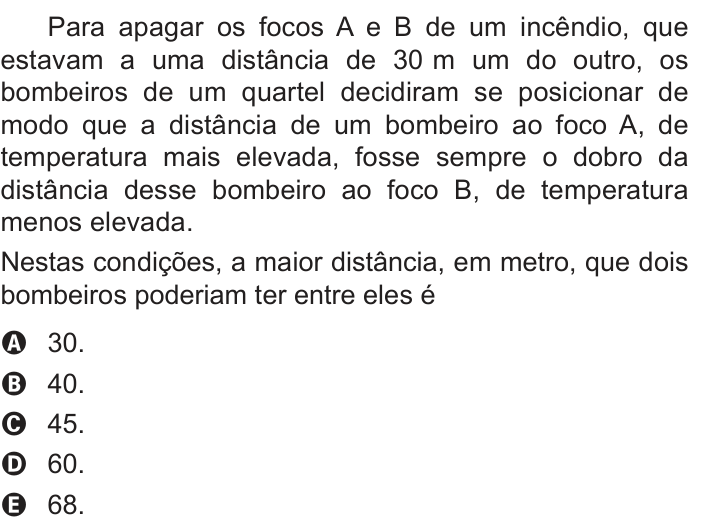 Questão 161 no caderno Azul do ENEM 2018