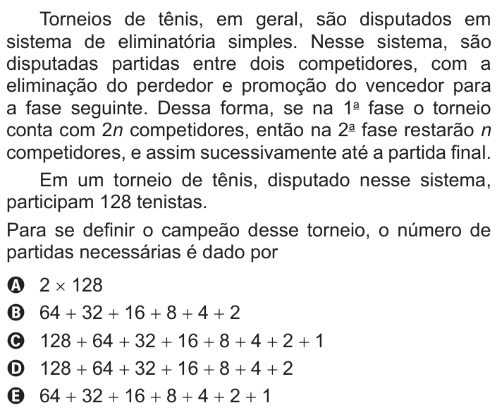 Questão 162 no caderno Azul do ENEM 2018