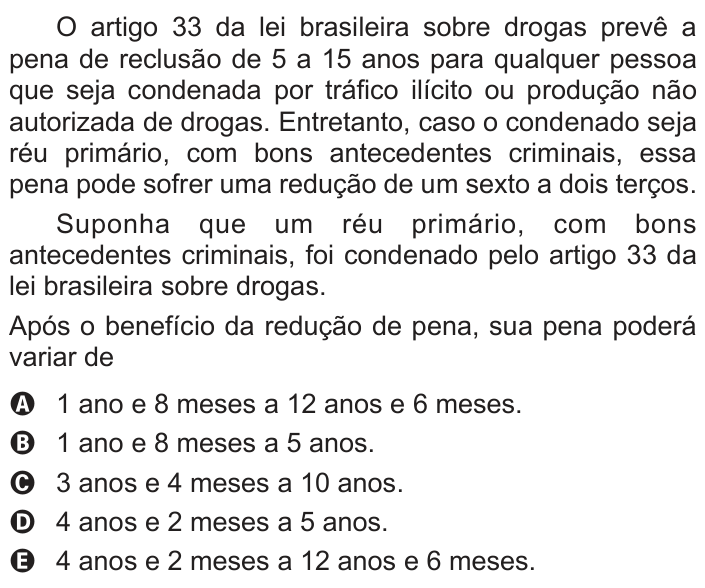 Questão 163 no caderno Azul do ENEM 2018