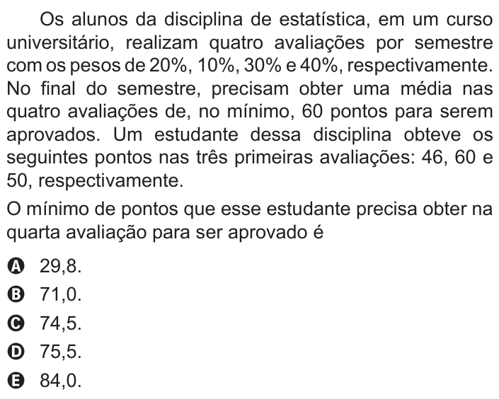 Questão 166 no caderno Azul do ENEM 2018