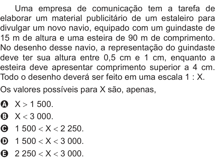 Questão 169 no caderno Azul do ENEM 2018