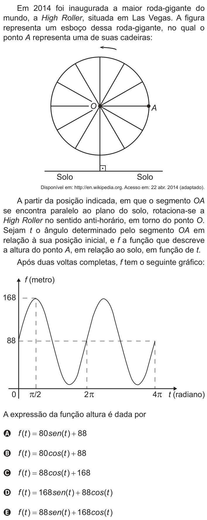Questão 170 no caderno Azul do ENEM 2018