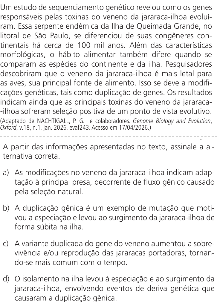 Questão 43 no caderno Q da UNICAMP 2027